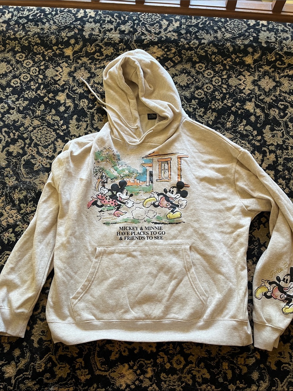 Disney Beige Mickey & Minnie Graphic Hoodie